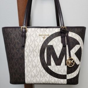 Michael Kors Brown and Cream Tote Bag